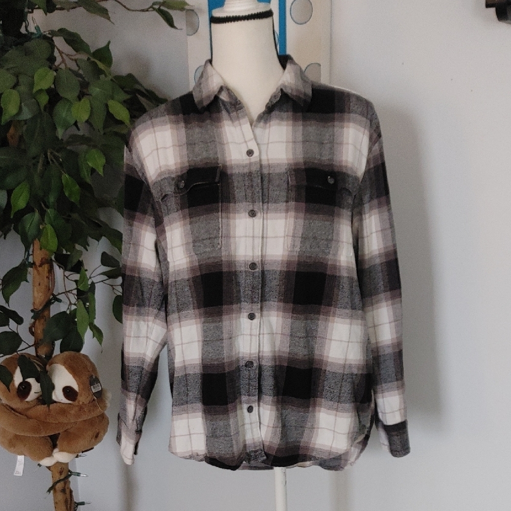 Old Navy The Boyfriend Shirt Plaid Button Down Shirt M